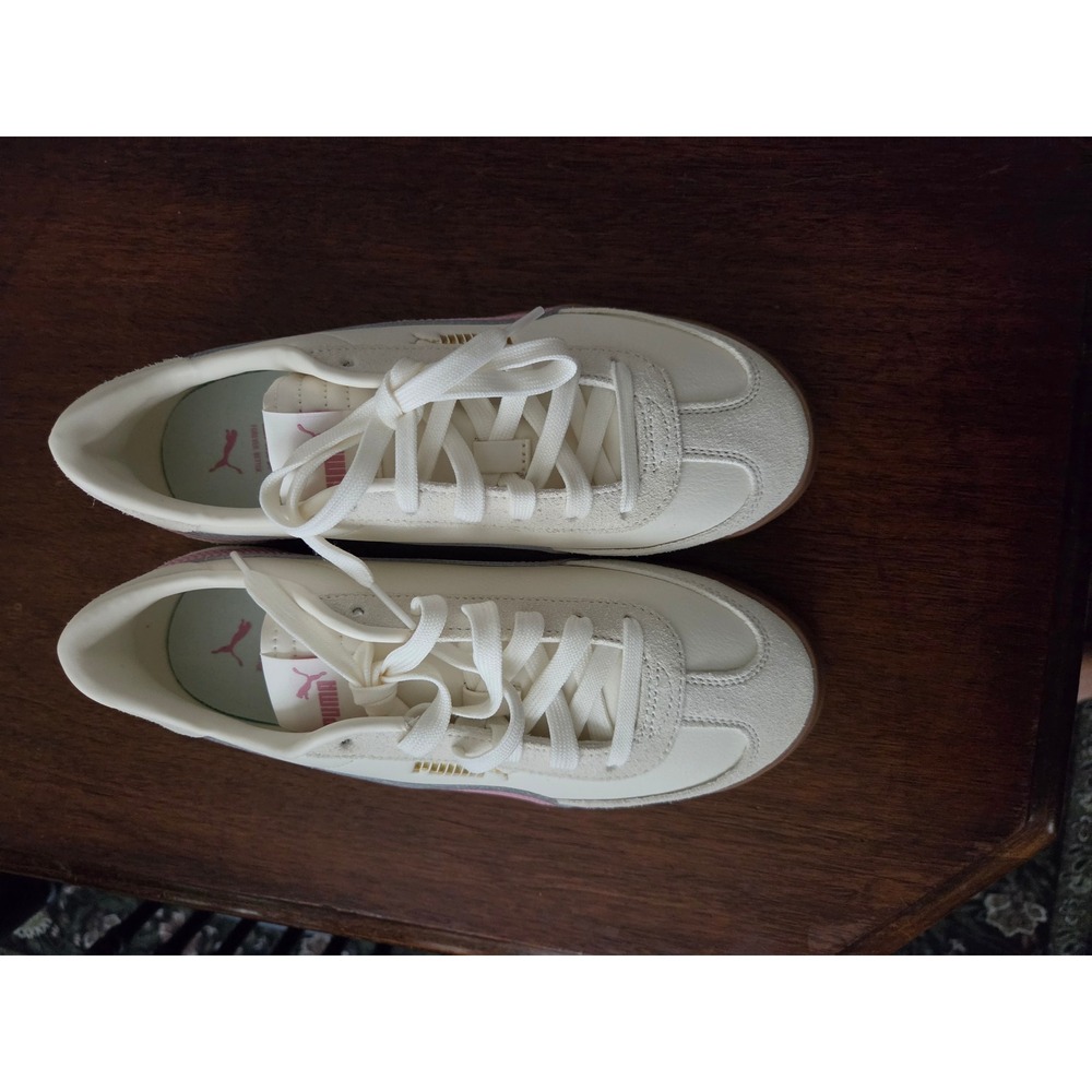 Puma Club 5v5 Womens White Prism Pink Gum Sole Sneakers 404868-04 Size 8.5